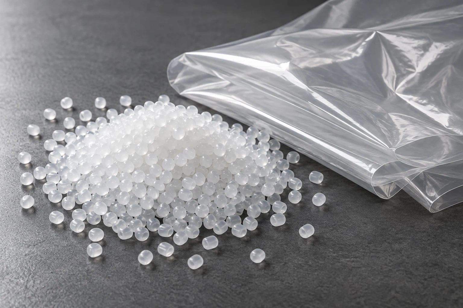 Translucent polyethylene pellets and a clear film sample